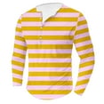 thumbnail image 1 of Men's Casual Henley Shirts Striped Color Block Tops Slim Fit Long Sleeve Fashion T-Shirt Fashion Button Down Collarless Tee Top, 1 of 4