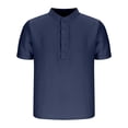 thumbnail image 1 of Men's Casual Henley Tee Shirt Band Collar Short Sleeve Lightweight Button T-Shirts Comfy Solid Pullover, 1 of 4