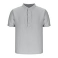 thumbnail image 1 of Men's Casual Henley Tee Shirt Band Collar Short Sleeve Lightweight Button T-Shirts Comfy Solid Pullover, 1 of 4