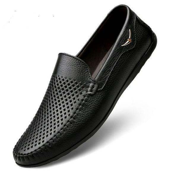 Men's Casual Hollow Loafers Slip On Leather Shoes Breathable Driving Shoes Moccasins Classic Penny Loafer Flats Boat Shoes
