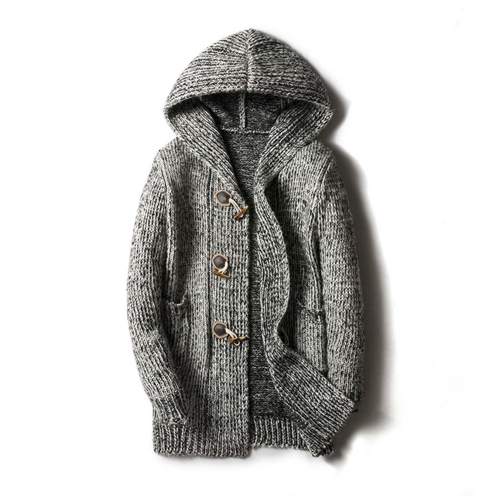Mens hooded cardigan sweater best sale