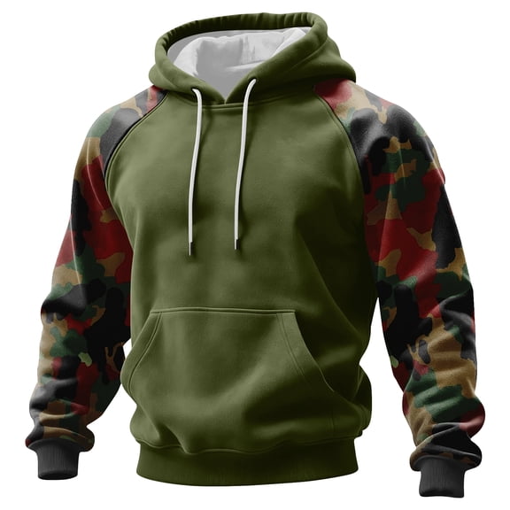 Men's Casual Hooded Drawstring Hoodies Color Block Pullover Long Sleeve Sweatshirts Hoodies Green M