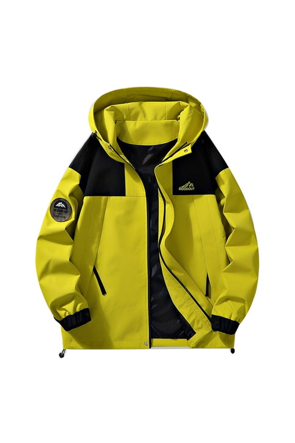 Men's Casual Hooded Hardshell Jacket Lightweight Windproof Outdoor Loose Fit Daily Trendy Streetwear