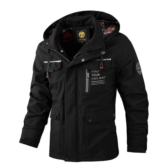 Men's Casual Hooded Jacket Parka Autumn And Winter Warm Solid Color Windproof Coat Outdoor Clothes With Multiple Pockets