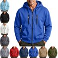 thumbnail image 1 of Men's Casual Hooded Jacket Zip Up Long Sleeve with Pockets Work Wear Jacket, 1 of 7