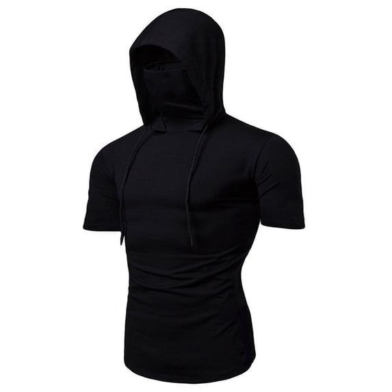 Men's Casual Hooded Short Sleeve Tee Shirt for Everyday Wear with Versatile Comfortable Design Workout Short Sleeve Tee Shirts for Men Beach Tops Casual Shirt