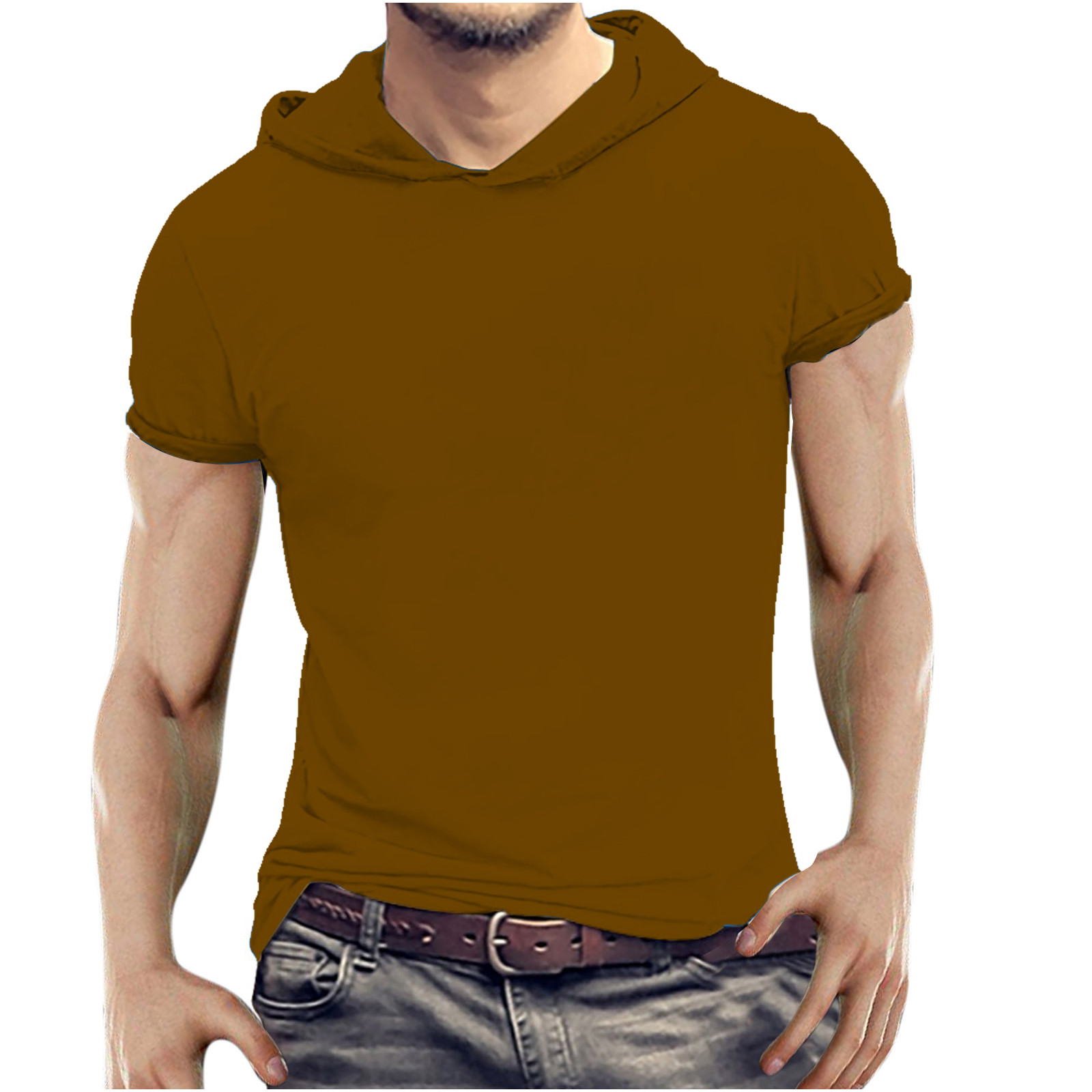 Men's Casual Hooded T-Shirts Fashion Short Sleeve Solid Pullover Top for Men  Summer Regular Fit Lightweight Shirts - Walmart.com