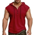 thumbnail image 1 of Men's Casual Hooded Tank Top Breathable Sleeveless Shirt For Daily Wear Home Outdoor Hiking Spring Summer Comfortable Loose Fit Mens Muscle Gym Tank Top Breathable Sleeveless Shirts for Active Men, 1 of 5