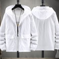 thumbnail image 1 of Men's Casual Hooded Windbreaker Lightweight Breathable Outdoor Zippered Jacket for Spring Summer Fall Daily Wear with Pure Color Long SleeveWhiteXXXL, 1 of 3