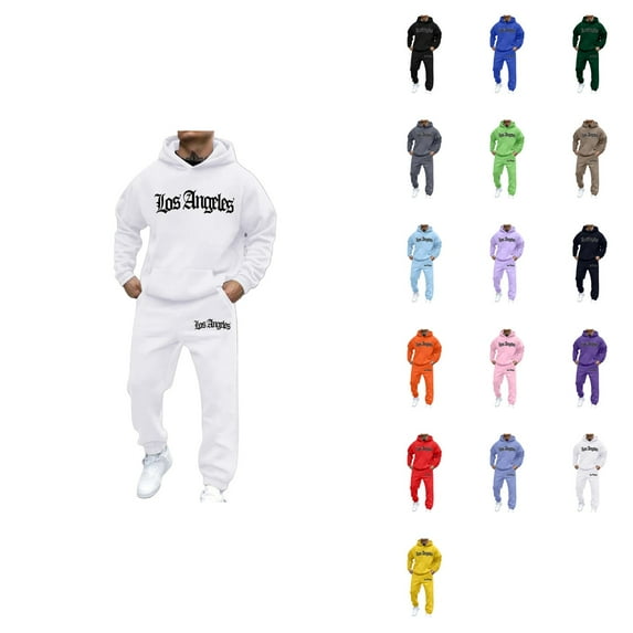 Men's Casual Hoodie Sweatshirt Set with Letter Print, Loose Fit Pullover Hooded Sweater and Joggers for Autumn Winter Daily Wear