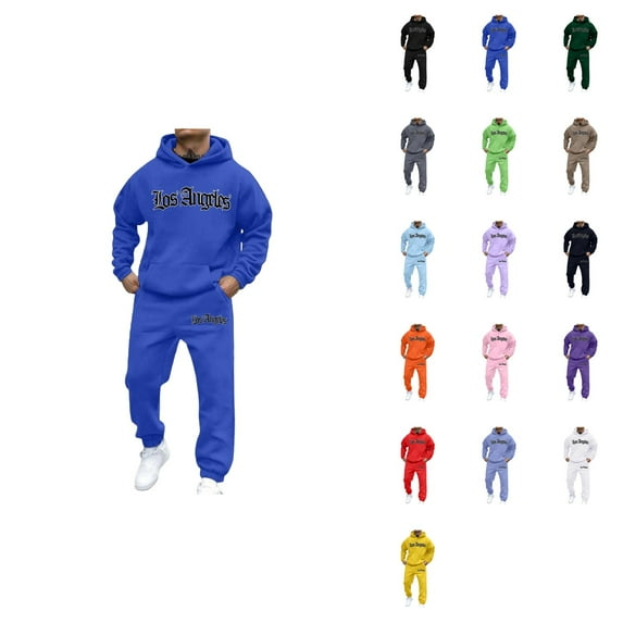Men's Casual Hoodie Sweatshirt Set with Letter Print, Loose Fit Pullover Hooded Sweater and Joggers for Autumn Winter Daily Wear