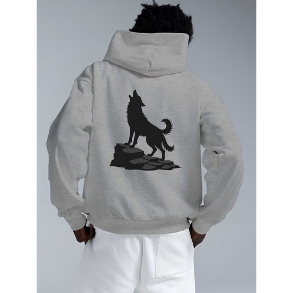 Men's Casual Hoodie, Wolf Roar Print, Autumn and Winter Sweatshirt