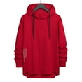 thumbnail image 1 of Men's Casual Hoodies with Pocket Solid Color Long Sleeve Fleece Pullover Sweatshirts Fall Winter Basic Hooded Tops Red S, 1 of 3