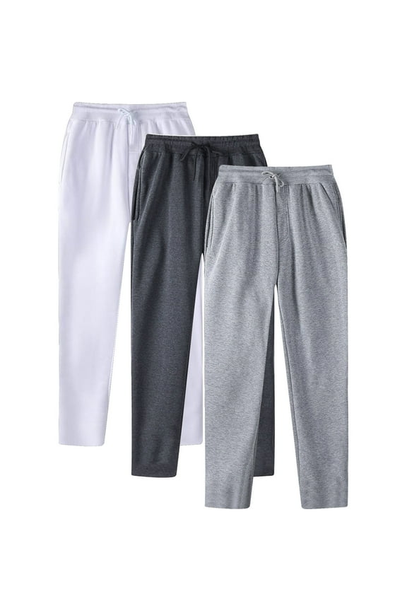 Men's Casual Hop Track Pants Solid Color Workout Trousers with Pocket and Design for Comfortable Lace Up Style 3PCS