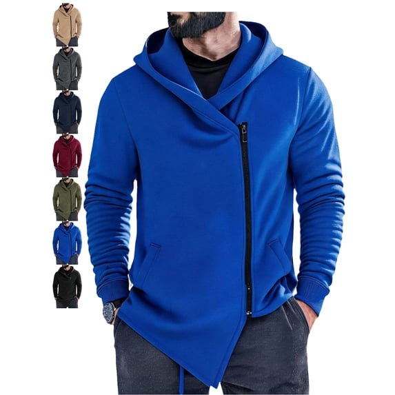 Men's Casual Jacket Asymmetric Zip Hooded Long Sleeve Slim Fit Going Out Jacket