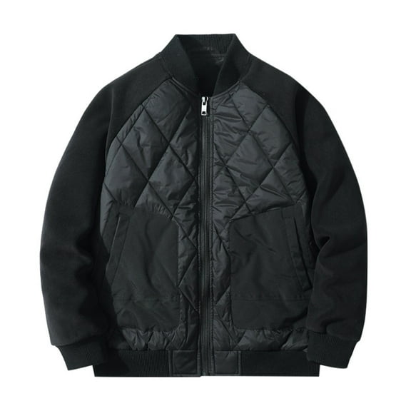Men's Casual Jacket Autumn Winter Warm Padded Baseball Coat Japanese Retro Patchwork Stylish Outerwear Lightweight Comfortable