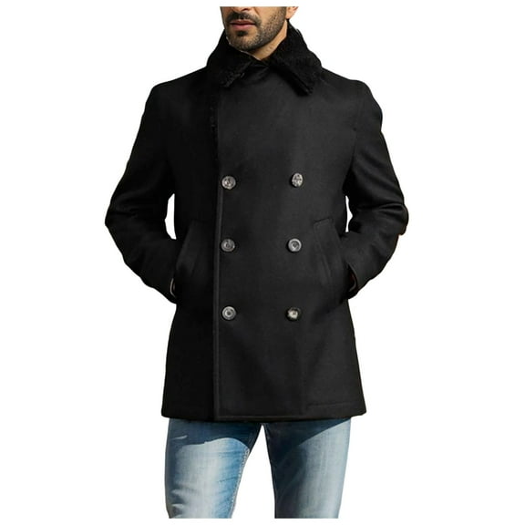 Men's Casual Jacket Double Slim Fit Coat for Fall Winter Warm Stylish Outerwear Lightweight Comfortable
