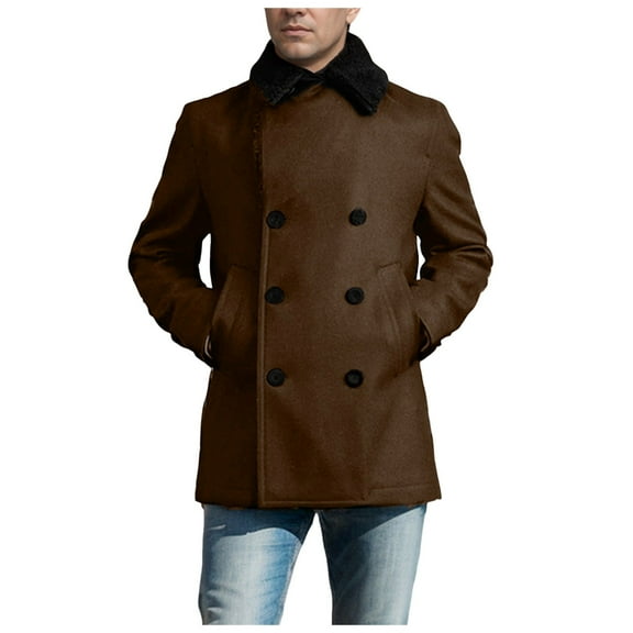 Men's Casual Jacket Double Slim Fit Coat for Fall Winter Warm Stylish Outerwear Lightweight Comfortable