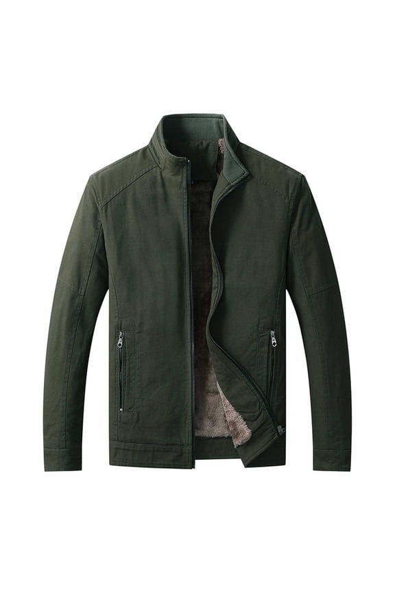 Men's Casual Jacket Korean Style Thick Warm Pure Wash Coat for Autumn Winter Outdoor Daily Wear