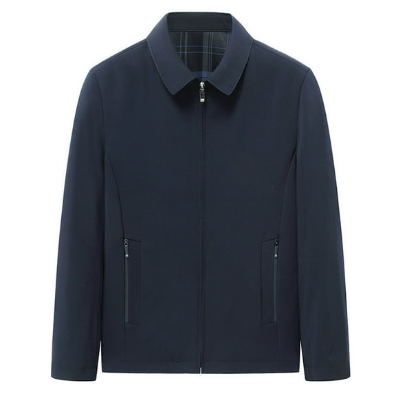 Men's Casual Jacket Lightweight Breathable Business Leisure Outerwear with Collar and Pockets for Daily Wear