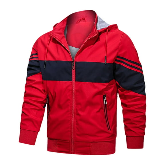 Men's Casual Jacket Lightweight Breathable Hooded Windproof Outdoor Sports Coat for Running Hiking