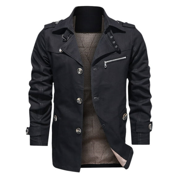 Men's Casual Jacket Lightweight Mid Length Outerwear with Lapel Design for Comfortable Stylish Wear