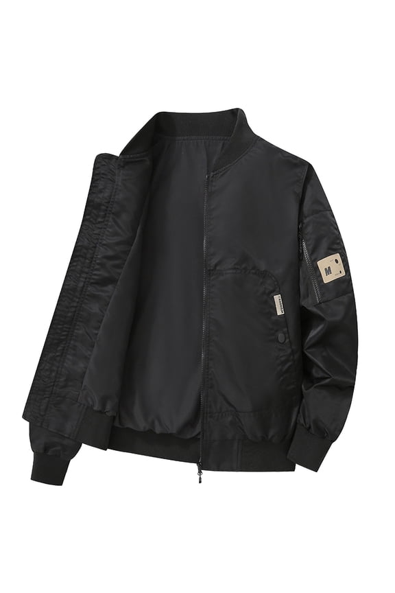 Men's Casual Jacket Lightweight Stand Collar Baseball Coat Outdoor Sports Loose Fit Spring Autumn Top Style