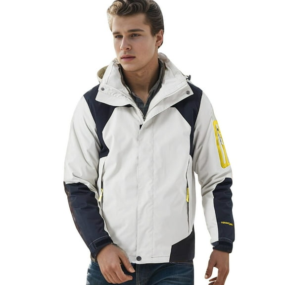 Men's Casual Jacket Lightweight Water Detachable Hood Windproof Comfortable Outdoor Sport Coat for Fall Winter