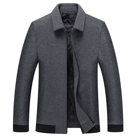 Men's Casual Jacket Warm Wool Blend Coat Stylish Lapel Design Comfortable Lightweight Outerwear for Autumn Winter Seasons