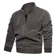 thumbnail image 1 of Men's Casual Jacket Warm Zippered Stand Collar Long Sleeve Outdoor Coat Lightweight Comfortable Durable Windproof, 1 of 1