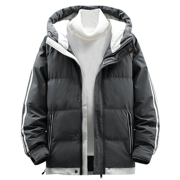 Men's Casual Jacket Winter Warm Thickened Hooded Coat Lightweight Windproof Outdoor Comfortable Softshell