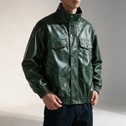 Men s Casual Jacket with Stand Collar for Everyday Wear Modern Slim Fit Outerwear for Trendsetters in Autumn Winter, Green, XL