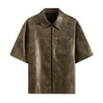 thumbnail image 1 of Men's Casual Jackets Lightweight Leather Jacket Short Sleeve Outerwear Jacket Fit, 1 of 4