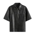 thumbnail image 1 of Men's Casual Jackets Lightweight Leather Jacket Short Sleeve Outerwear Jacket Fit, 1 of 8