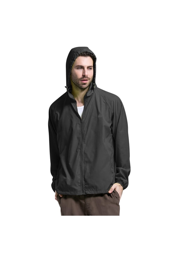 Men's Casual Jackets Lightweight Packable Rain Jacket Windproof Outdoor Rain Gear for Travel Hiking Cycling