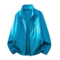 thumbnail image 1 of Men's Casual Jackets Stand Collar Long Sleeve Multi Zip-Pockets Solid Color Lightweight Fuzzy Polar Fleece Outwear (S, Blue), 1 of 2