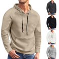thumbnail image 1 of Men's Casual Jacquard Plaid Hooded Sweatshirt, Lightweight Pullover Shirt with Large Front Pockets, Long Sleeve Fall Spring Basic Layering Piece,Light Gray,M, 1 of 6