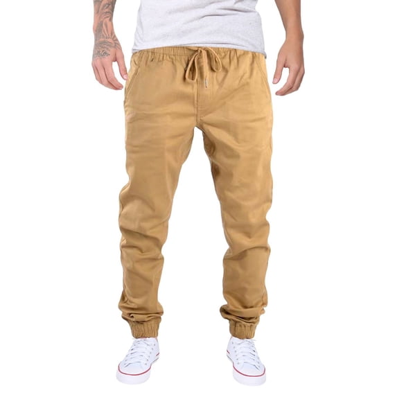 Men's Casual Jogger Pants Slim Fit Chino Pants Elastic Waistband Twill Cargo Trousers