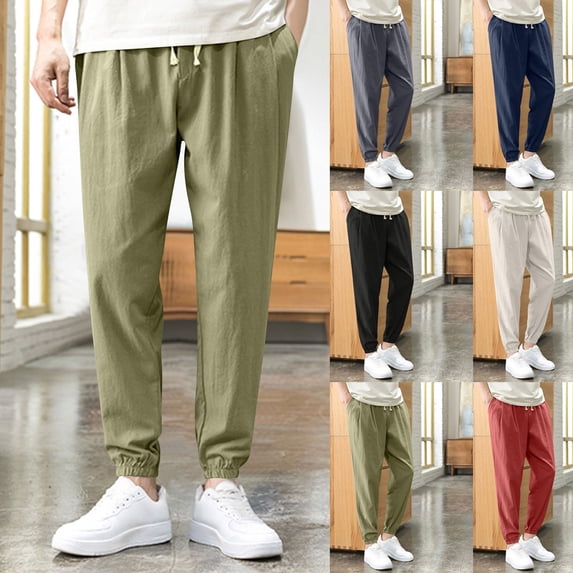Men's Casual Jogger Pants Elastic Waist Drawstring Solid Color Stretchy Lightweight Breathable Quick Dry Daily Wear Workout Lounge Athletic Streetwear | Zenithor,Red 4XL