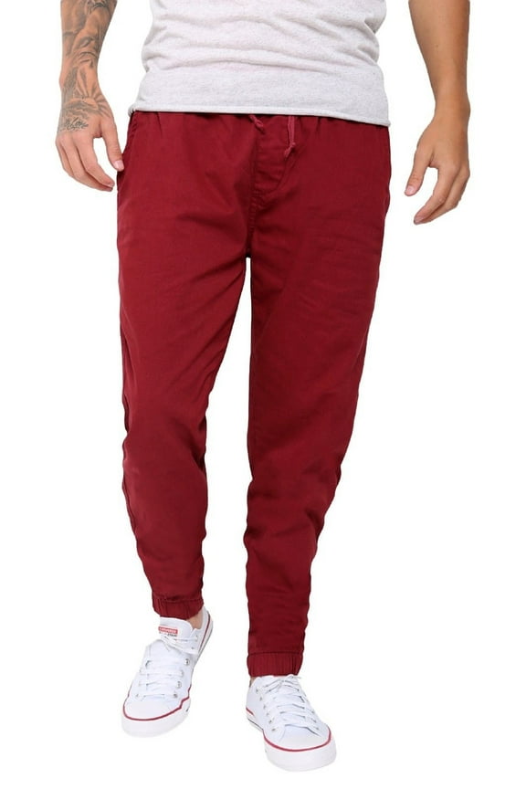 Men's Casual Jogger Pants Slim Fit Chino Pants Elastic Waistband Twill Cargo Trousers