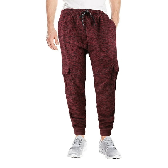 Men's Casual Jogger Pants Slim Fit Sport Fitness Gym Fitness Workout Sweatpants (Heather Burgundy, L)