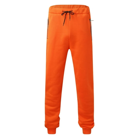 Men's Casual Jogger Pants Solid Color Athletic Fleece Sweatpants with Zipper Pockets