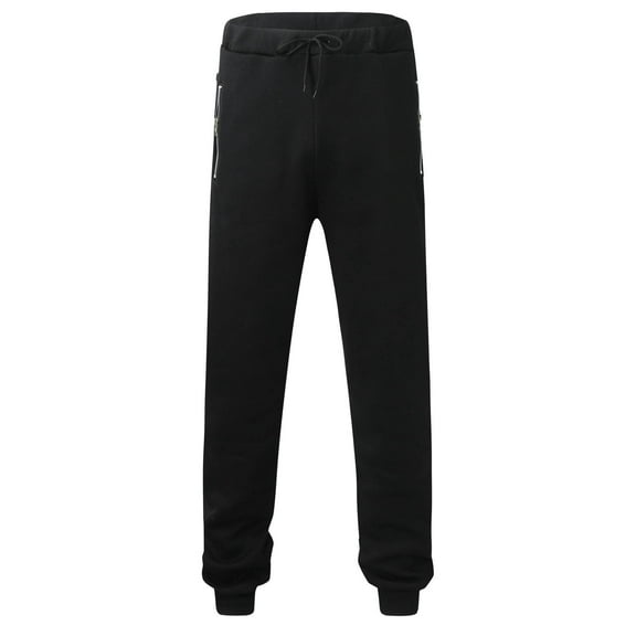 Men's Casual Jogger Pants Solid Color Athletic Fleece Sweatpants with Zipper Pockets