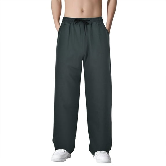Men's Casual Pants - Loose Fit Jogging Trousers with Deep Pockets for Running Workout Training and Basketball