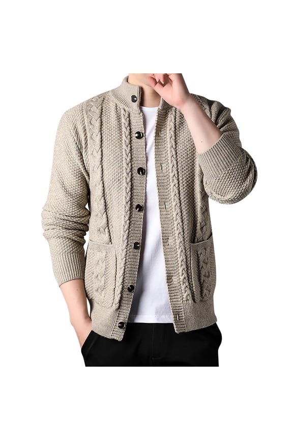 Men's Casual Knit Cardigan Sweater Coat Lightweight Open Front Jacket For Autumn Winter Daily Wear