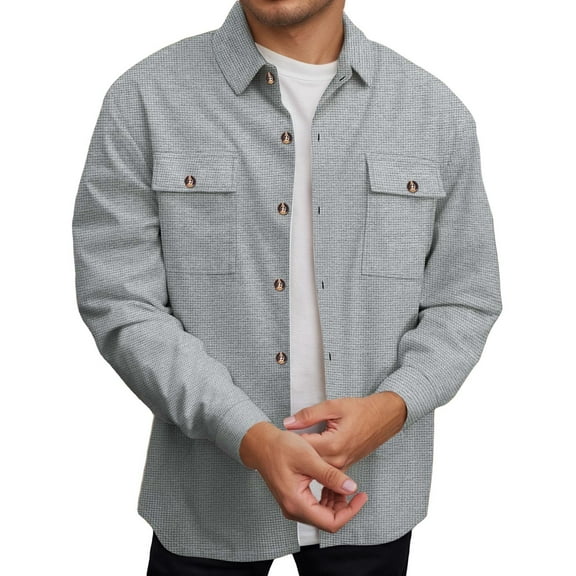 Men's Casual Knit Jacket Stylish Lightweight Button Up Long Sleeve Open Front Coat Comfortable Outerwear With Pockets For Fall