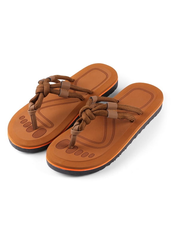 Men’s Casual Knot Thong Flip Flops – Soft Fabric Strap Sandals with Cushioned Sole for Beach, Travel & Everyday Wear