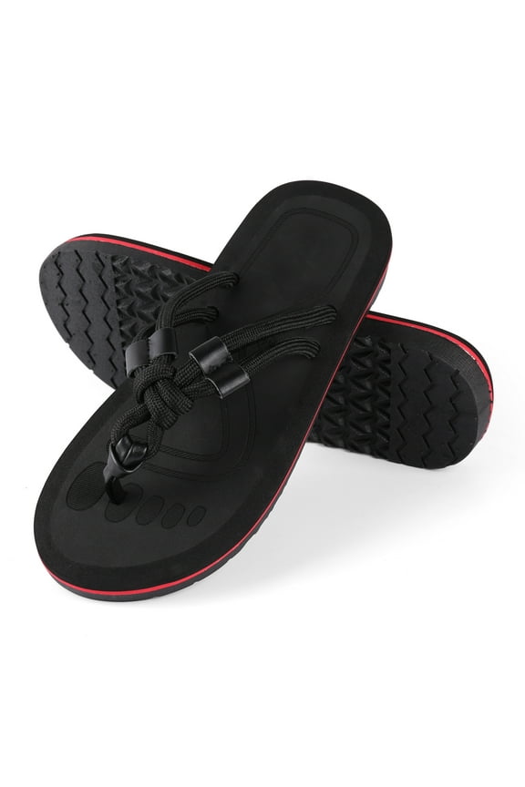 Men’s Casual Knot Thong Sandals – Soft Fabric Strap Flip Flops with Cushioned Sole
