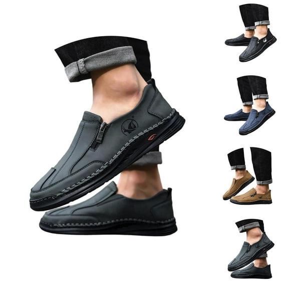 Men's Casual Lace Up Leather Shoes Comfortable Flat Sole Everyday Walking Sneakers For Outdoor And Daily Wear Men Running Shoes