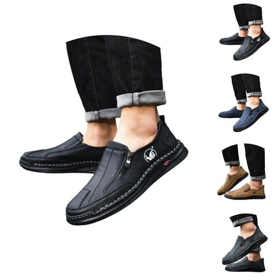 Men's Casual Lace Up Leather Shoes Comfortable Flat Sole Everyday Walking Sneakers For Outdoor And Daily Wear Men'S Casual Shoes